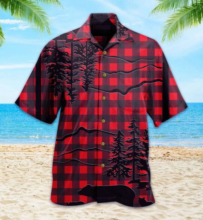 Bear Buffalo Check Hawaiian Shirt 3D Summer Gifts 1