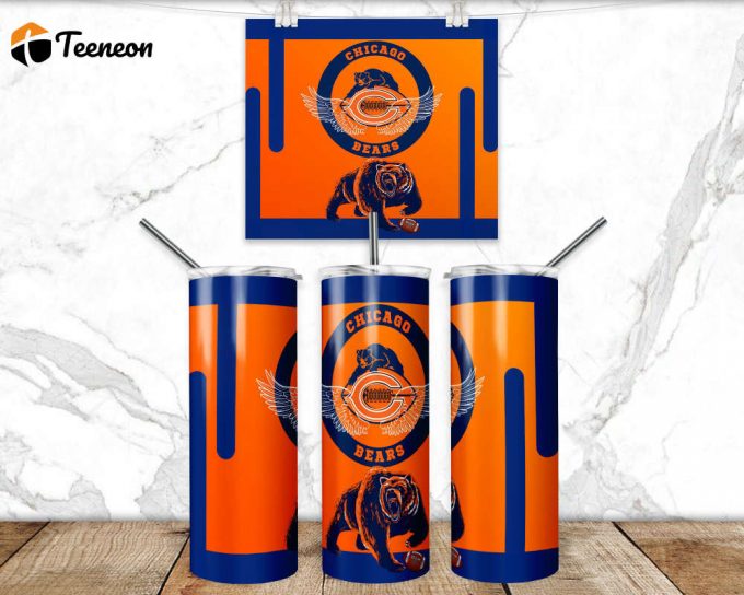 Bears 20Oz Skinny Tumbler Wrap Design Sublimation American Football Tumbler 1