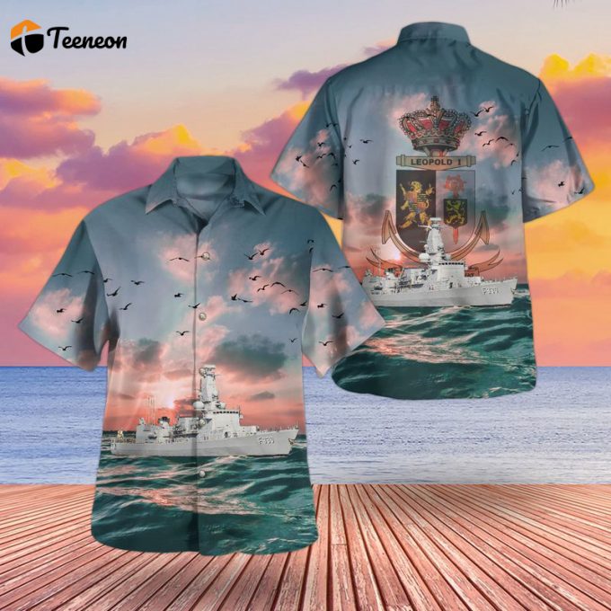 Belgian Navy Leopold I (F930) Karel Doorman-Class Frigate Hawaiian Shirt Gift For Dad Father Days 1