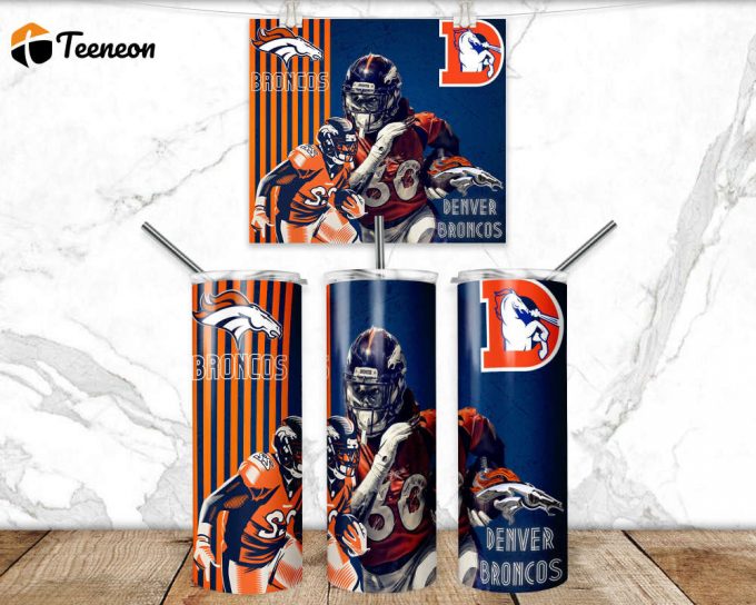 Broncos Football Tumbler Wrap Png 3D Tumbler Design Skinny Sublimation Tumbler 1