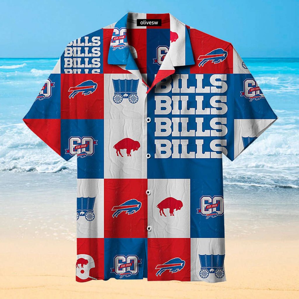 Buffalo Bills Baseball Plaid Hawaiian Shirt 2