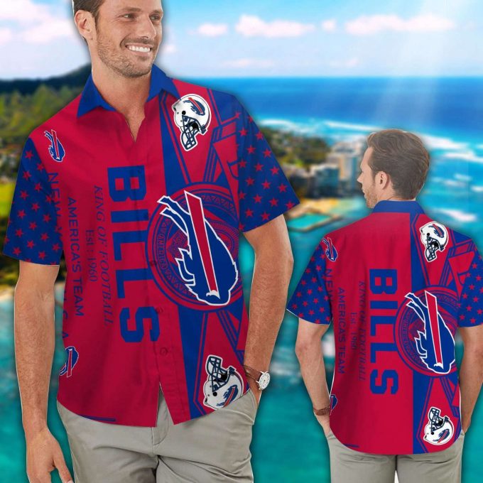 Buffalo Bills Short Sleeve Button Up Tropical Aloha Hawaiian Shirt Set For Men Women Gift For Fans