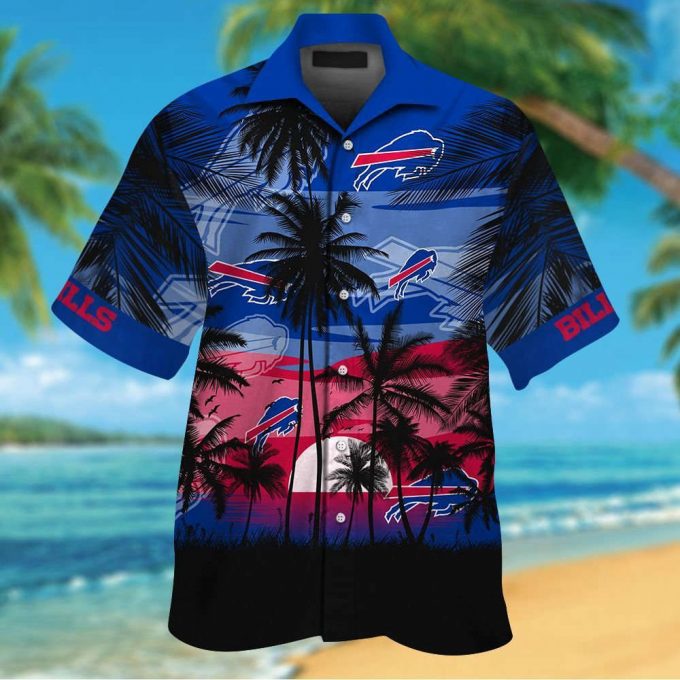 Buffalo Bills Short Sleeve Button Up Tropical Aloha Hawaiian Shirts Shirt Hawaiian Shirt Set For Men Women Kids 2