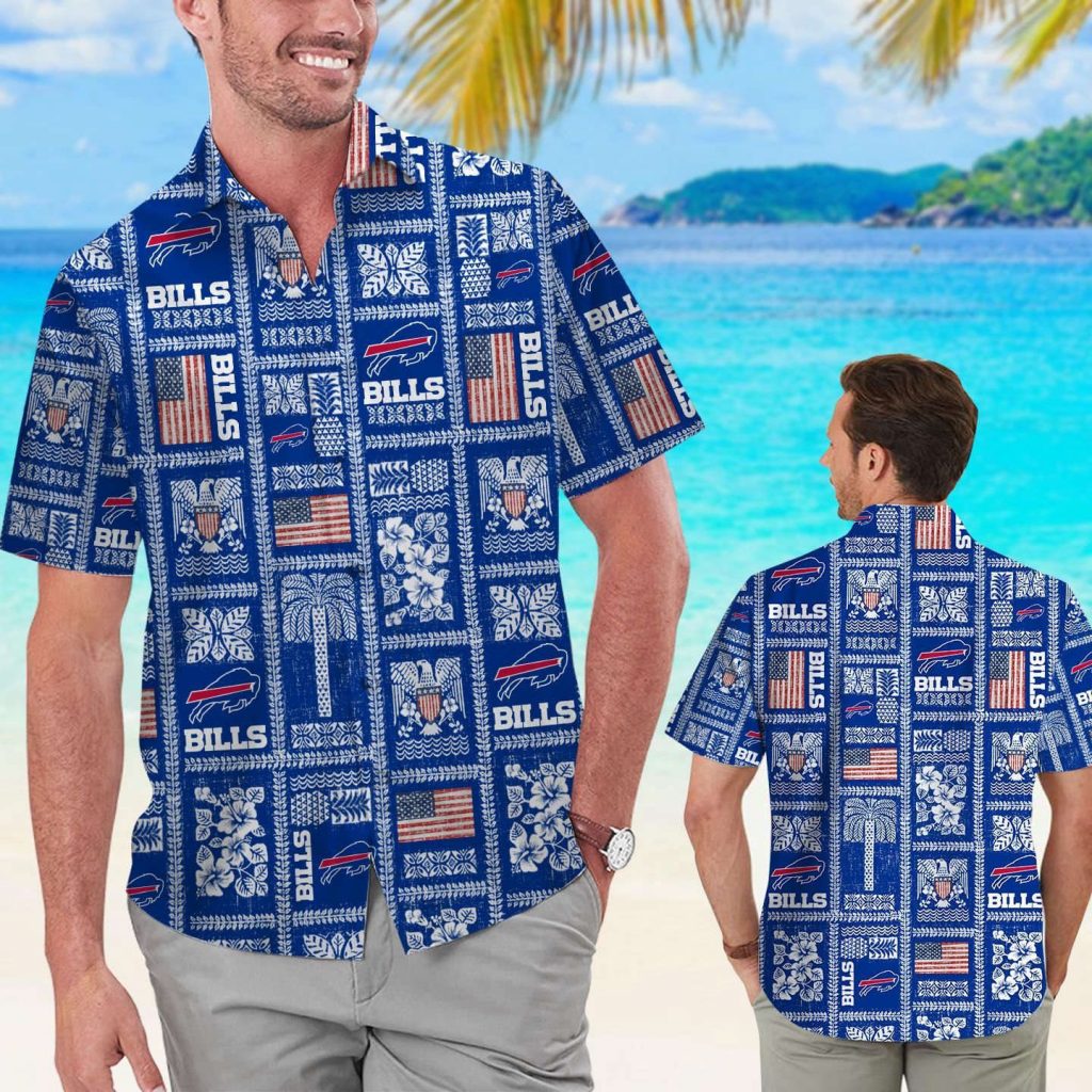 Buffalo Bills Summer Commemorative Short Sleeve Button Up Tropical Aloha Hawaiian Shirt Set For Men Women Kids 5