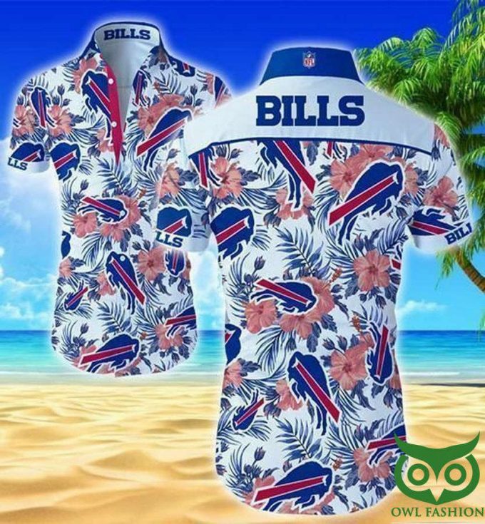 Buffalo Bills White And Pink Blue Flowers Hawaiian Shirt 1