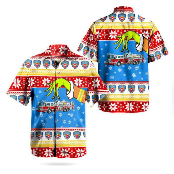 Buffalo Fire Department Fire Truck Ugly Christmas Hawaiian Shirt 1