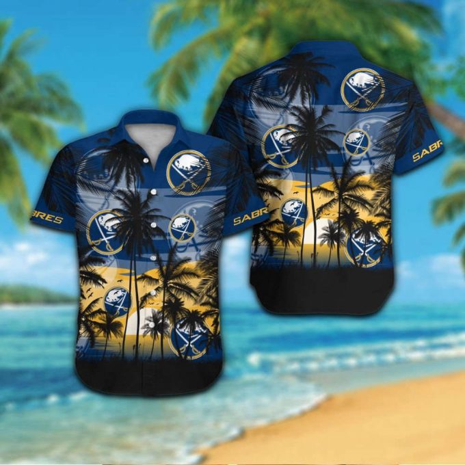 Buffalo Sabres Short Sleeve Button Up Tropical Aloha Hawaiian Shirts Shirt Hawaiian Shirt Set For Men Women Kids 2