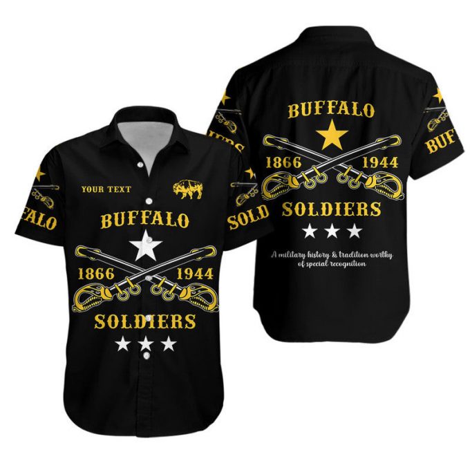 Buffalo Soldiers Hawaiian Shirt African American Military Simple Style Black Hoodifize 1
