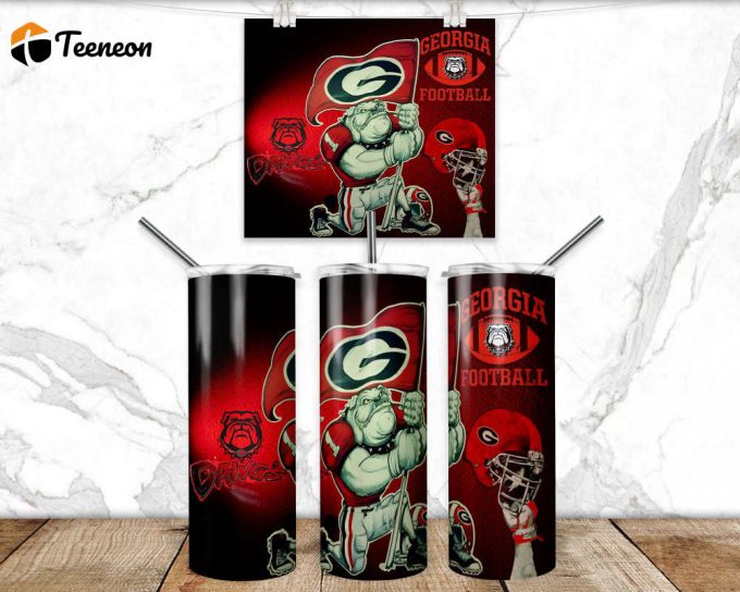 Bulldogs Football 20Oz Skinny Tumbler Football Wrap Design Sublimation Football Tumbler 20Oz Template Straight Tumbler Wrap 1