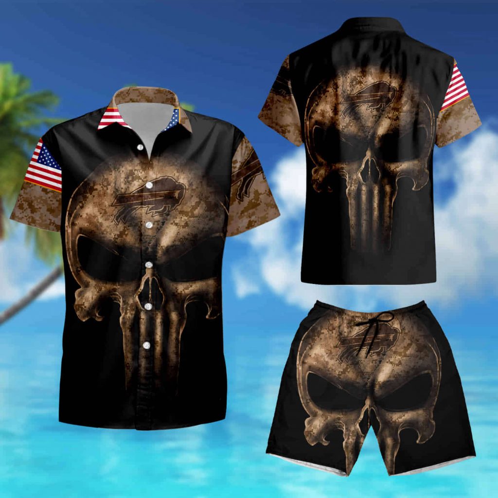 Camouflage Skull Buffalo Bills American Flag Hawaiian Shirt Summer Shirt 12