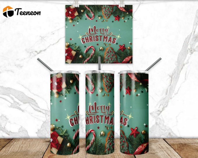 Christmas Tumbler Wrap Png 3D Tumbler Design Skinny Sublimation Tumbler 1