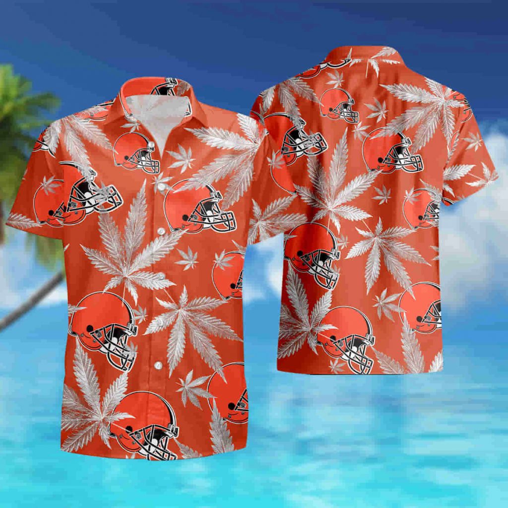 Cleveland Browns Cannabis Orange Hawaiian Shirt Summer Shirt 10
