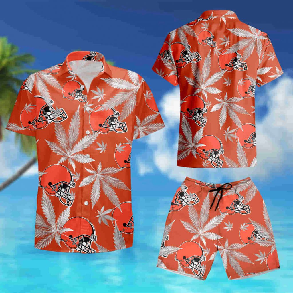 Cleveland Browns Cannabis Orange Hawaiian Shirt Summer Shirt 12