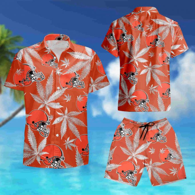 Cleveland Browns Cannabis Orange Hawaiian Shirt Summer Shirt 4