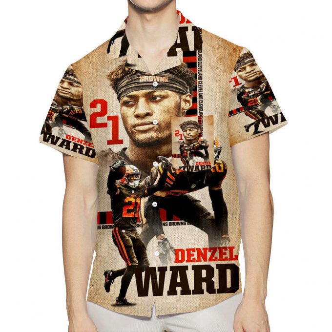 Cleveland Browns Denzel Ward3 3D All Over Print Summer Beach Hawaiian Shirt With Pocket 1
