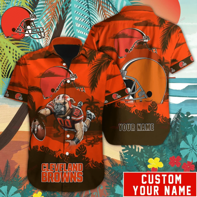 Cleveland Browns Hawaiian Shirt Mascot Customize Your Name 1
