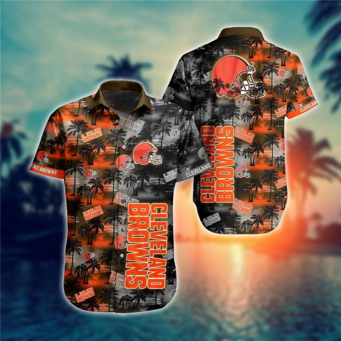 Cleveland Browns Hawaiian Shirt Palm Tree Pattern 3