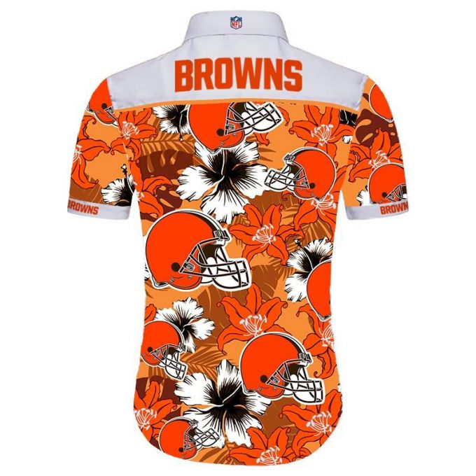 Cleveland Browns Hawaiian Shirt Tropical Flower Short Sleeve 2