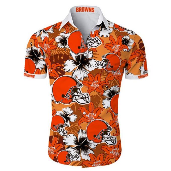 Cleveland Browns Hawaiian Shirt Tropical Flower Short Sleeve 1