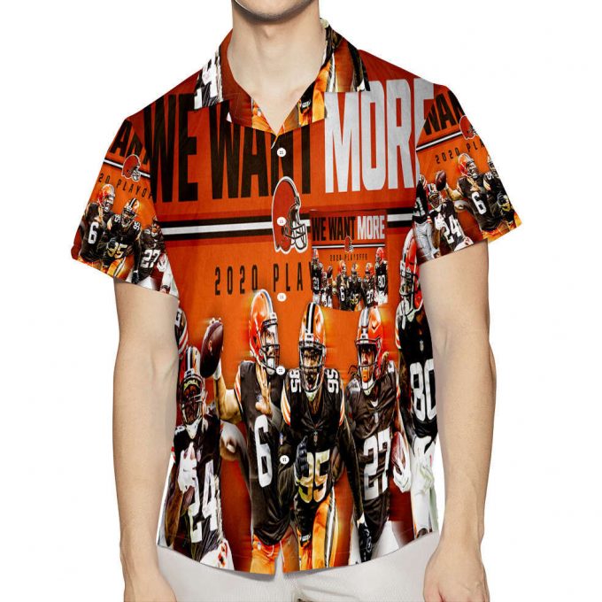 Cleveland Browns Players We Want More 1 3D All Over Print Summer Beach Hawaiian Shirt With Pocket 1
