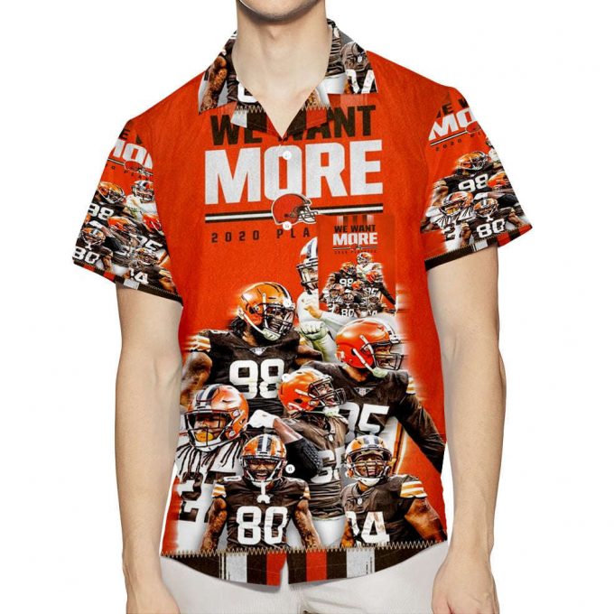 Cleveland Browns Players We Want More 2 3D All Over Print Summer Beach Hawaiian Shirt With Pocket 1