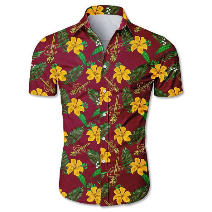Cleveland Cavaliers Floral Hawaiian Shirt Small Flowers 1