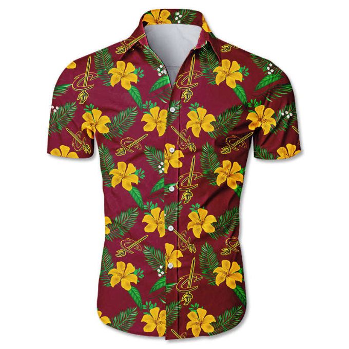 Cleveland Cavaliers Hawaiian Shirt Small Flowers 1