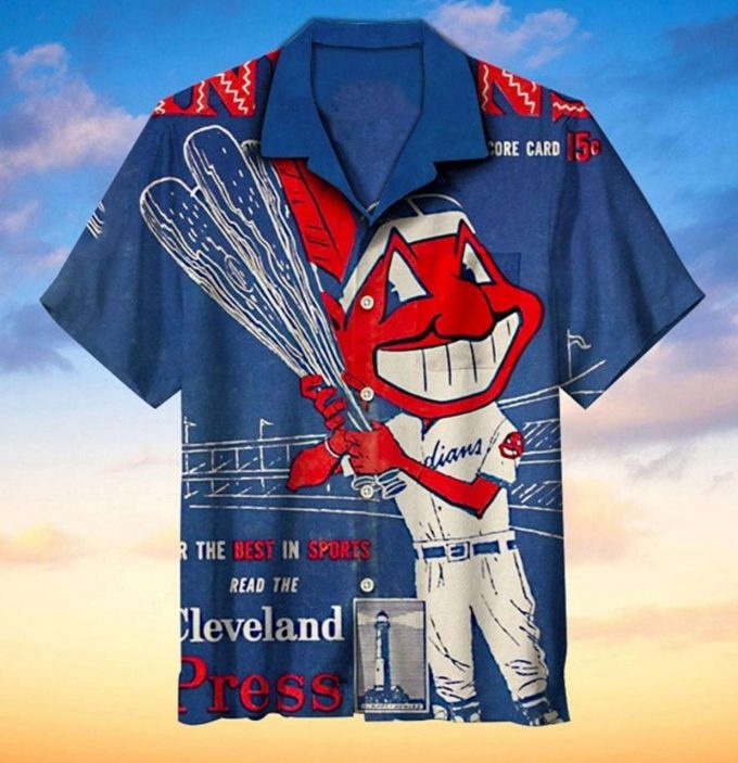 Cleveland Indians Hawaiian Shirts 3D All Over Print Hawaiian Shirt Set For Men Women Kids 2