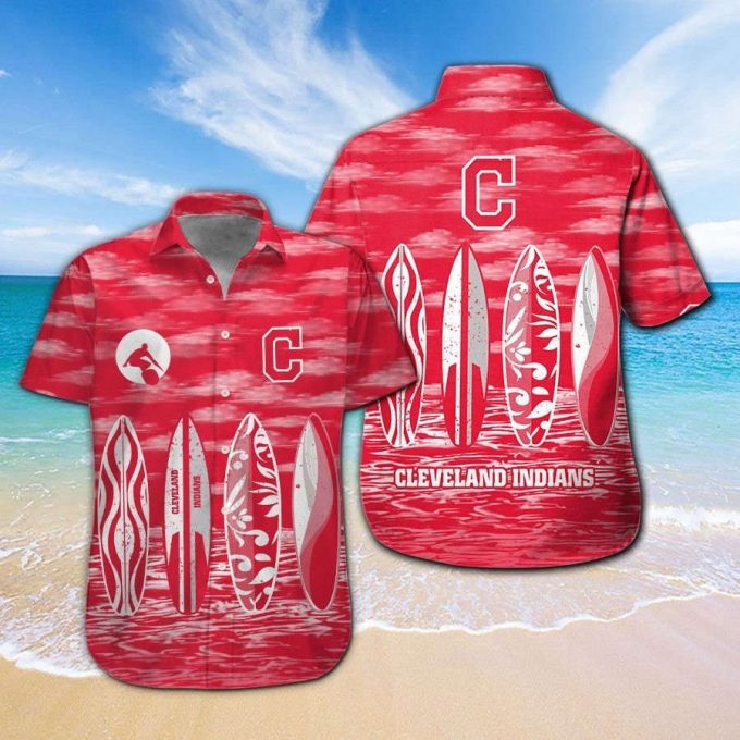 Cleveland Indians Short Sleeve Button Up Tropical Aloha Hawaiian Shirt Set For Men Women Gift For Fans 2