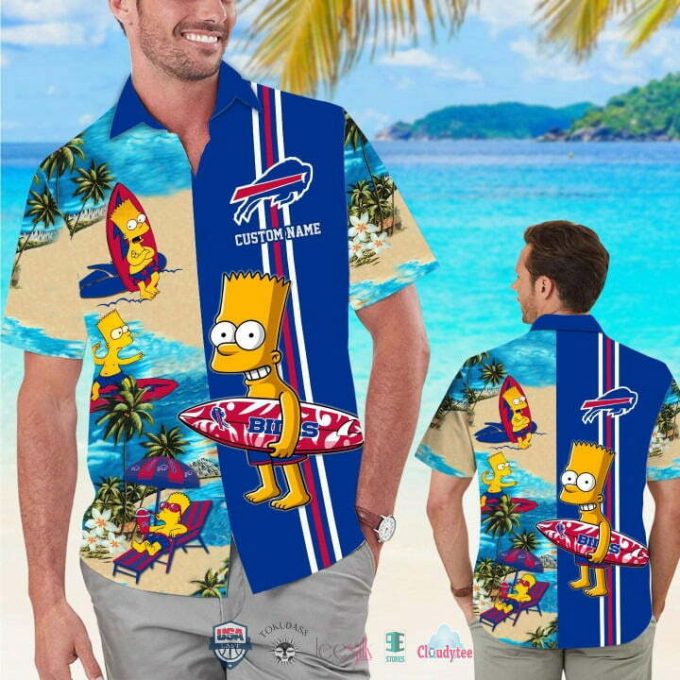 Custom Name Buffalo Bills Bart Simpson Hawaiian Shirt 1