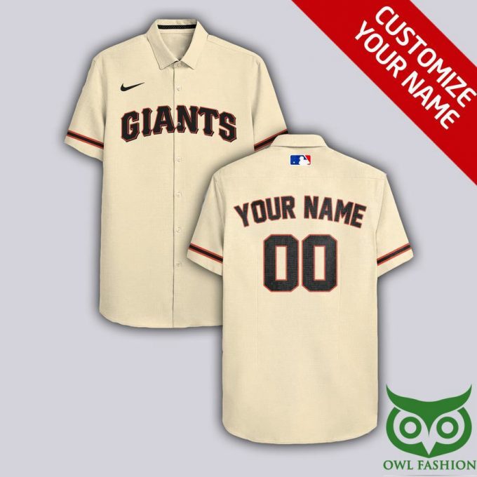 Custom Name Number San Francisco Giants Beige Hawaiian Shirt 1
