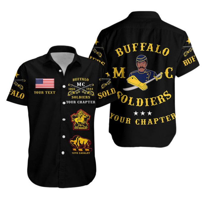 Custom Personalized Buffalo Soldiers Motorcycle Club Bsmc Hawaiian Shirt Original Style - Black 1