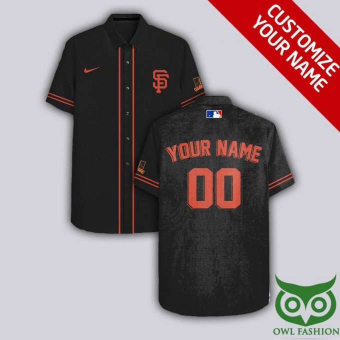 Customized San Francisco Giants Black With Coral Hawaiian Shirt 1