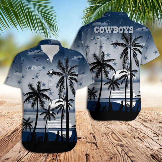 Dallas Cowboy Hawaiian Shirt Coconut Trees Sunset Hawaiian Shirt 2