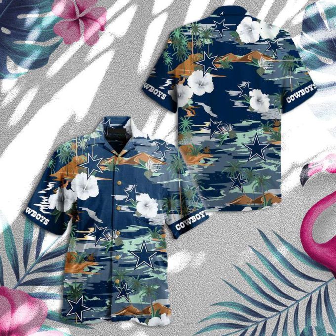 Dallas Cowboy Hawaiian Shirt Sea Palm Flower Hawaiian Shirt 2