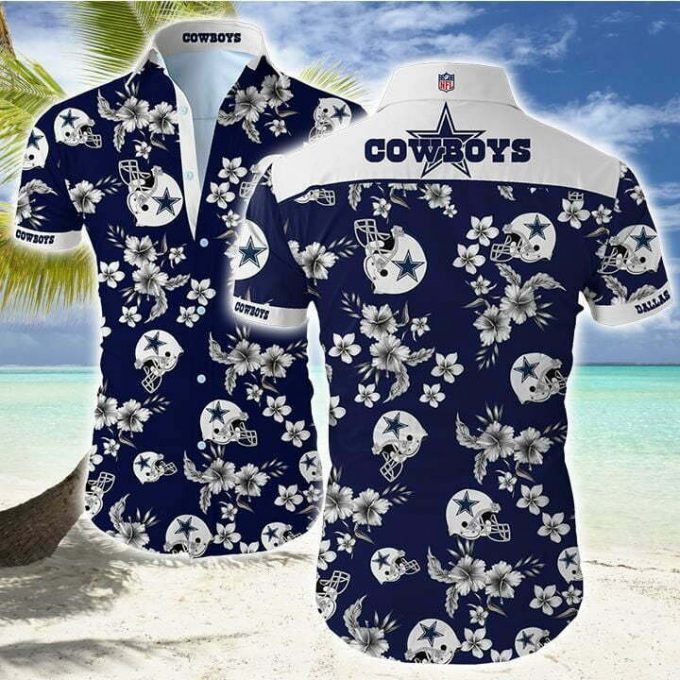 Dallas Cowboys Floral Helmet Hawaiian Shirt 1