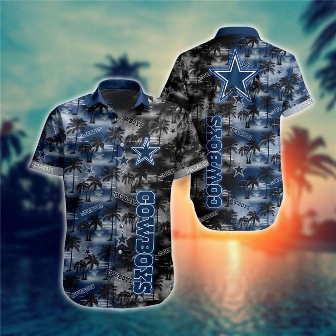 Dallas Cowboys Hawaiian Shirt Palm Tree Pattern 3