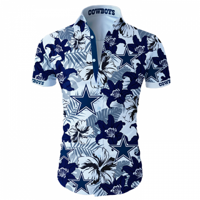 Dallas Cowboys Hawaiian Shirt Tropical Flower Short Sleeve 1