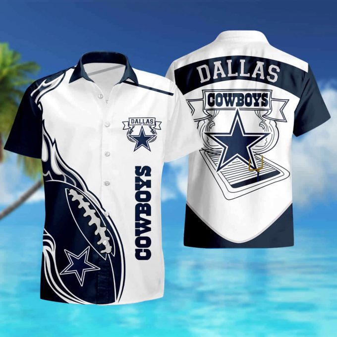 Dallas Cowboys Mens Fireball Hawaiian Shirt Summer Shirt 5