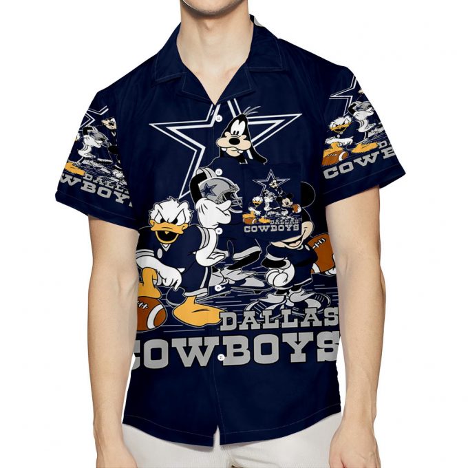 Dallas Cowboys Mickey Donald Goofy 3D All Over Print Summer Beach Hawaiian Shirt With Pocket 1