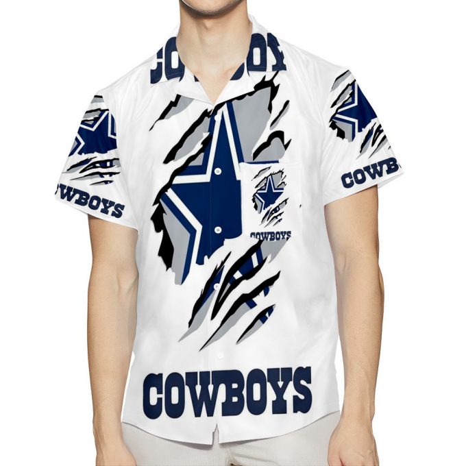 Dallas Cowboys Tear Star 3D All Over Print Summer Beach Hawaiian Shirt With Pocket 1