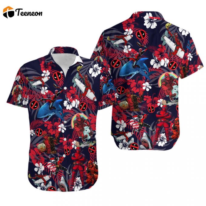 Deadpool Hawaiian Shirt , Cute Deadpool &Amp;Amp; Wolverine Dress Up T-Shirt 1