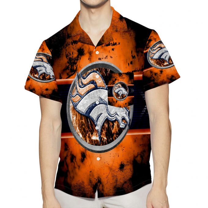 Denver Broncos Emblem 3D All Over Print Summer Beach Hawaiian Shirt With Pocket 1