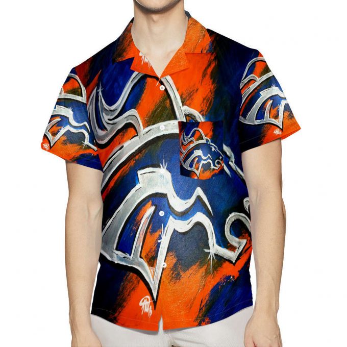 Denver Broncos Emblem V9 3D All Over Print Summer Beach Hawaiian Shirt With Pocket 1