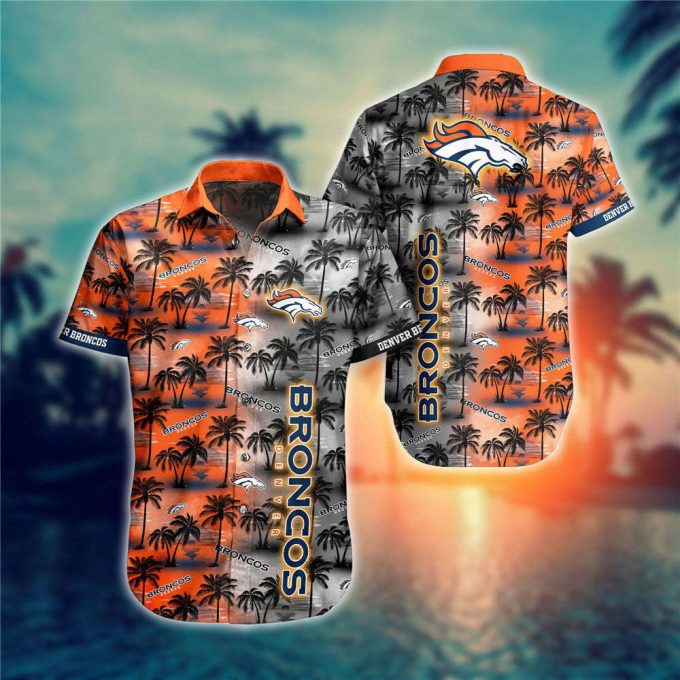 Denver Broncos Hawaiian Shirt Palm Tree Pattern 2