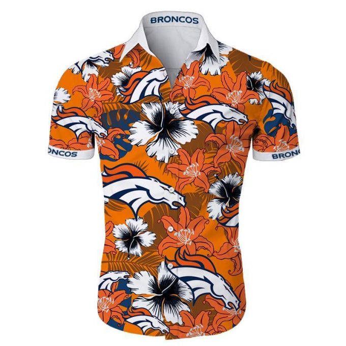 Denver Broncos Hawaiian Shirt Tropical Flower 1