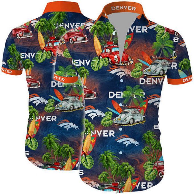 Denver Broncos Tropical Flower Short Sleeve Hawaiian Shirt 1