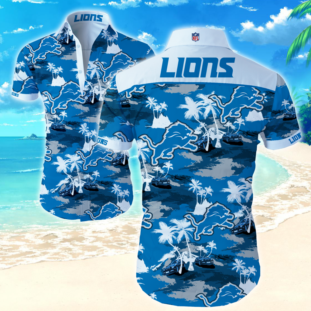 Detroit Lions Hawaiian Shirt Island Graphic 3
