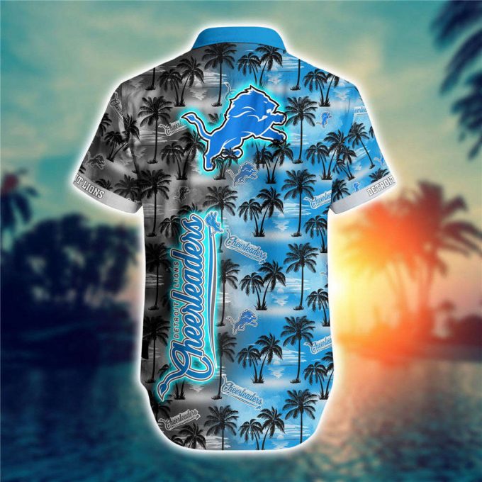 Detroit Lions Hawaiian Shirt Palm Tree Pattern 2
