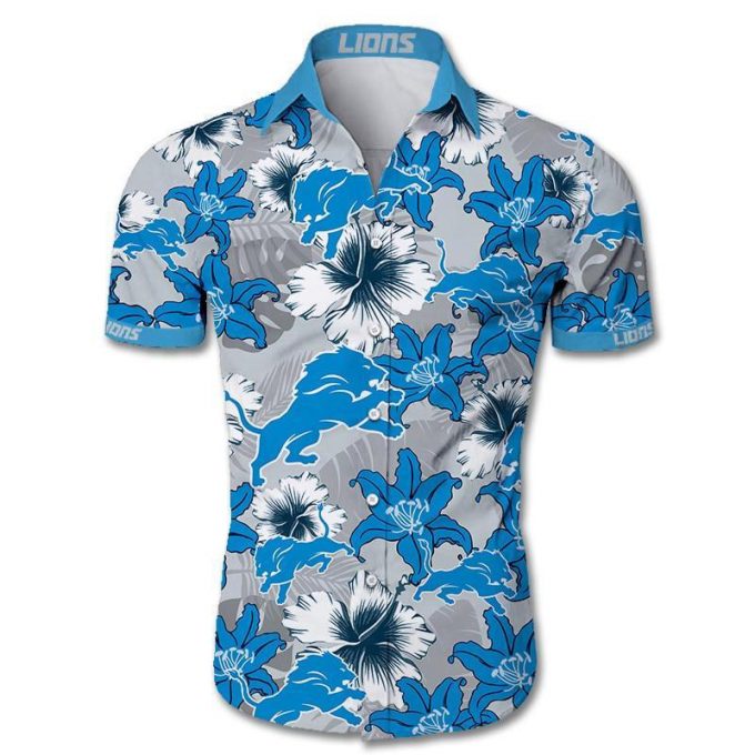 Detroit Lions Hawaiian Shirt Tropical Flower 1